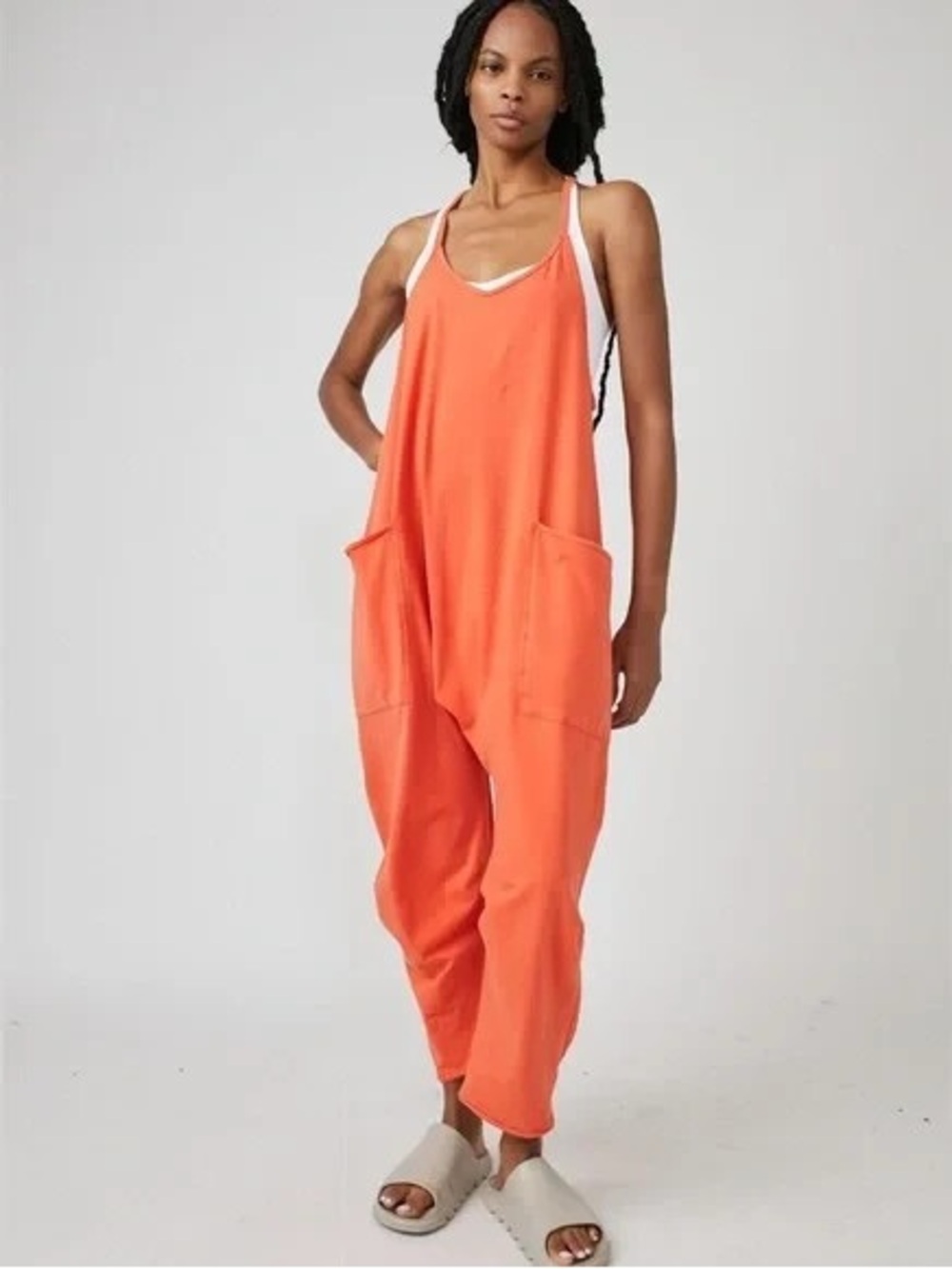 FP Movement by Free People Coral-Orange Relaxed Jumpsuit Women’s Large
